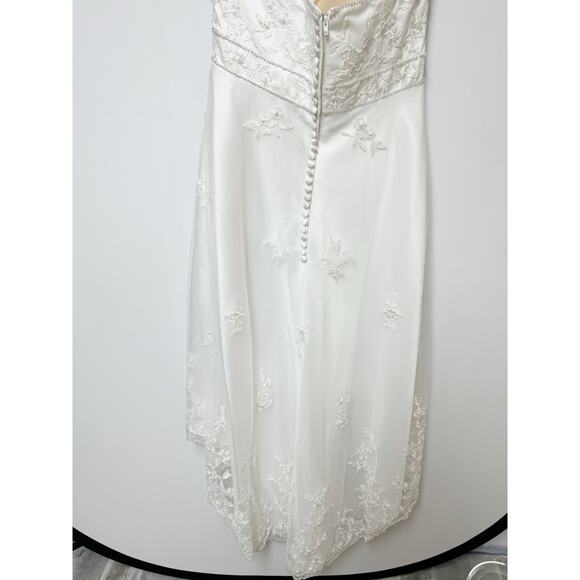 Galina Womens Satin Tulle Wedding Dress Strapless Button Back 12 - Picture 9 of 12